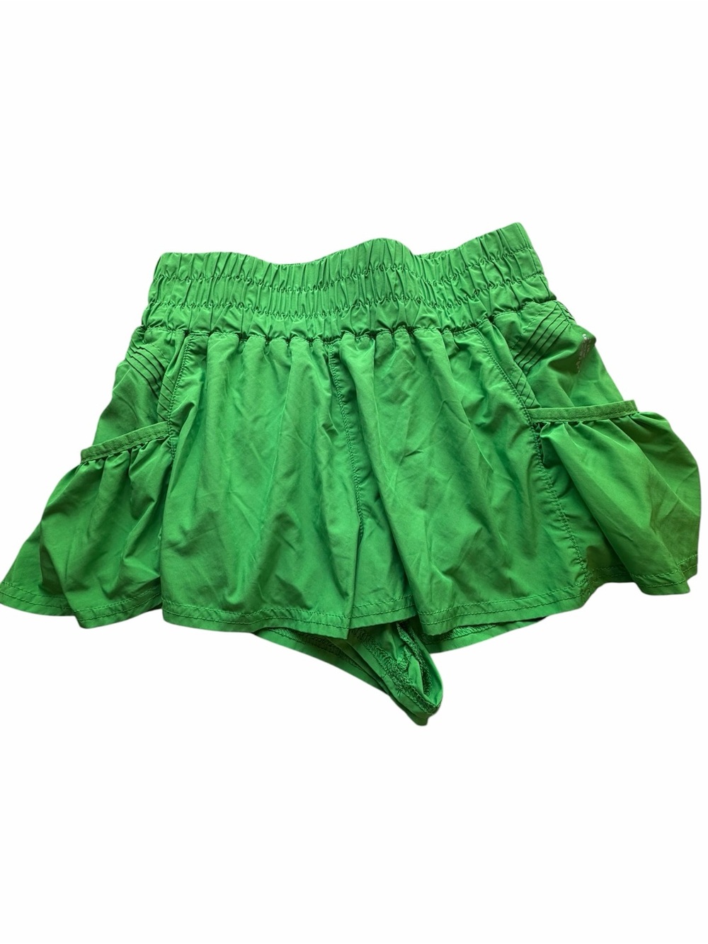 Free People Bright Green Ruffle Active Shorts